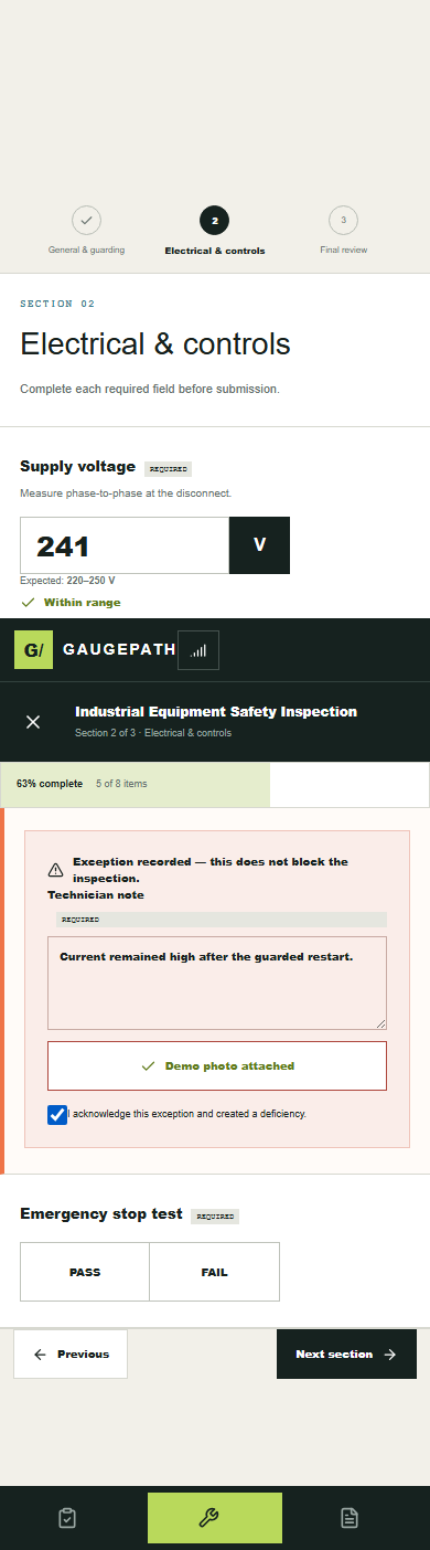 Out-of-range measurement in Gaugepath